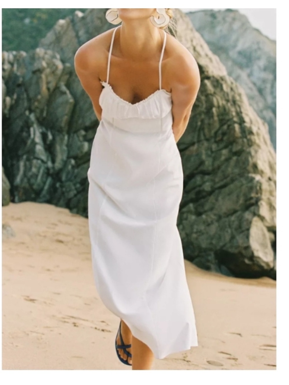 Zara-Linen Blend Corset Midi Dress size S